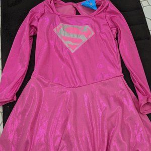 LICENSED SUPERMAN SUPERGIRL METALLIC DRESS SIZE 5-6